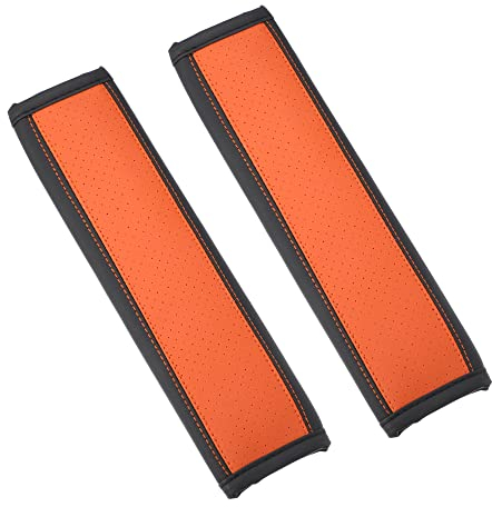 A ABSOPRO Auto Sicherheit Sicherheitsgurt Schulter Pad Harness Leder Orange (Set von 2)