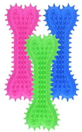 HENBRANDT 1 x Dog Bone Chew Toy 15cm Durable Rubber Bone Teething Toy Avaliable in Three Assorted Colours Chewy Bone for Dental Health Stress Relief and Oral Stimulation