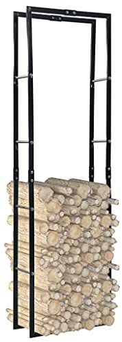 VACARX Kaminholzregal schwarz 60x25x200 cm Stahl, Artikelfarbe schwarz