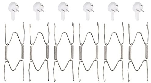 sourcing map Colgador de Placas 6uds, Perchas Invisibles para Placas de Pared de Acero Inoxidable de 4/5 con 6 Ganchos de Pared para Platos Decorativos, Tono Plateado