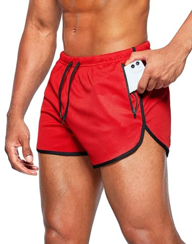 Alienjoy Pantalones cortos de deporte para hombre, pantalones cortos de correr de 3 pulgadas, pantalones de entrenamiento de verano para fitness, al aire libre, pantalones deportivos atléticos,