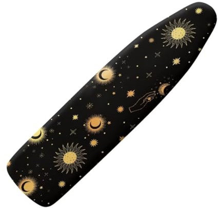 Jeiento Bügelbrettbezug, Sonnenblumen-Design, Sterne, Mond, Polyester, schmutzabweisend, langlebig, 38,1 x 137,2 cm, Bügelbezug mit elastischem Rand