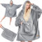 KESSER® Hoodie Decke Kuscheldecke mit Ärmeln Deckenpullover Vielseitig Tragbare Decke zum Anziehen für Damen & Herren, Sweatshirt Warm Kuschelpullover Erwachsene weich Ärmeldecke Oversize Grau