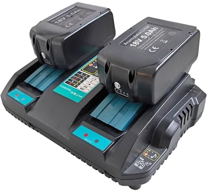 PNI DCH218 Akku und Dual Ladegerät Kit mit Zwei USB-Anschlüssen inkl. 2 Akkus 18V 5Ah
