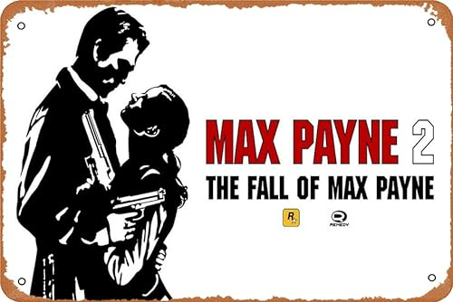 Max Payne, Max Payne 2: The Fall Of Max Payne Game Poster Home Wall Art Decoration Retro Metal Tin Sign 20,3 x 30,5 cm