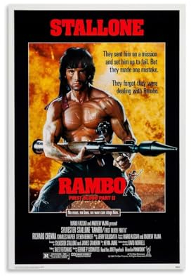 YBRAVO Rambo First Blood Poster Dekorative Malerei Leinwand Wandkunst Wohnzimmer Poster Schlafzimmer Malerei,Wandkunst Bilddruck Moderne Familienzimmer Dekor 08x12inch(20x30cm)