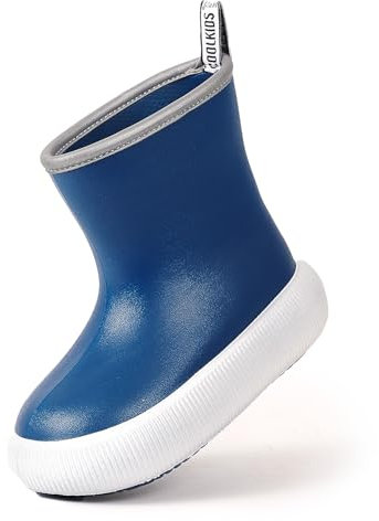 PERLETTI Stivali Pioggia Bambino Bambina Suola Spessa Antiscivolo - Stivaletti Bimbo Bimba Impermeabili Ultra Leggeri - Galosce Bambini Asilo Scuola Materna Bordo Catarifrangente (Blu, 30/31 EU)