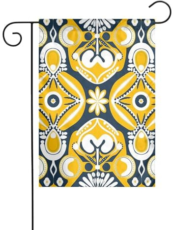 BTCOWZRV Bandiera gialla e bianca con stampa motivo 30,5 x 45,7 cm in divertente bandiera da appendere con occhielli in metallo bandiera da giardino personalizzata per interni ed esterni feste
