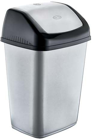 Best House 20 Litres Swing Bin For Home Garden Kitchen Office and Bathroom Rubbish Recycle Plastic Waste Bin, Trash Can Dustbin with Swing Lid (Gray, Pack of 1)