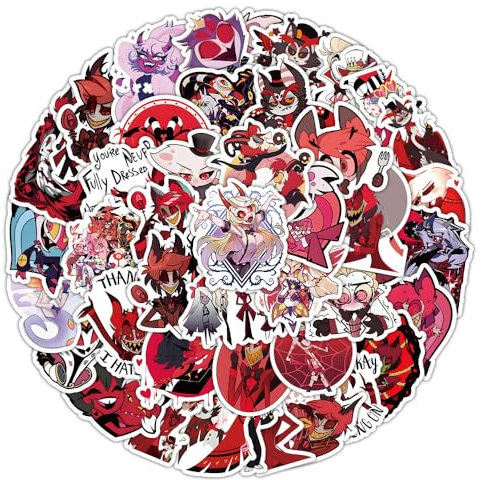 50 Hazbin Aufkleber Wasserdichte Graffiti Stickers, Anime Hazbin Angel Dust DIY Gepäck Kühlschrank Laptop Skateboard Aufkleber Personalisierte Kombination Nicht Wiederholt, Mehrfarbig