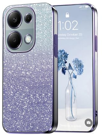 PanXCase Glitter Cover per Xiaomi Redmi Note 13 Pro 4G / Poco M6 Pro | Custodia Trasparente con Brillantini, Case Design Bling per Ragazze/Donne, Elegante, Ultra Sottile, Antiurto, Purple