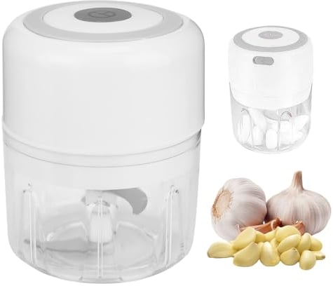 Mini Tritatutto Elettrico, 250ml Mini Robot Da Cucina Ricaricabile USB Frullatore Tritatutto Con 3 Lame Acciaio per Verdure, Frutta, Aglio, Cipolla