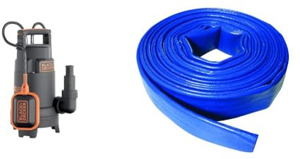 BLACK+DECKER BXUP750PTE Pompe Submersible Multifonction Eaux Claires et Eaux Sales Noir & Silverline 633827 Polychlorure de vinyle Tuyau de refoulement 10 m x 25 mm