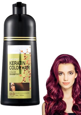 Champú Para Tinte De Cabello Rojo Púrpura, Champú Para Tinte Natural Para El Cabello, Tinte Para El Cabello 6 En 1 Que Cubre Las Canas, Champú De Color De Larga Duración Para Hombres Y Mujeres