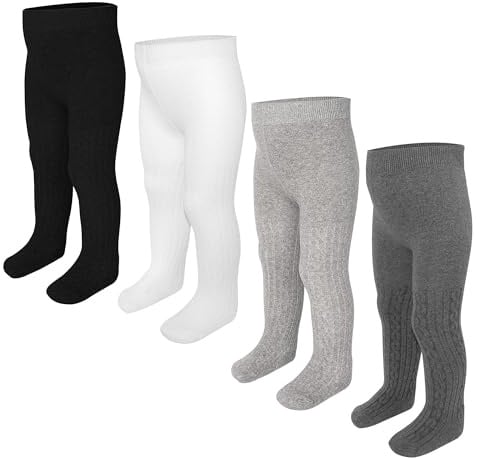 ZERULETS Lot de 4 paires de collants pour bébé fille garçon hiver coton collants pour enfants 6 mois à 6 ans