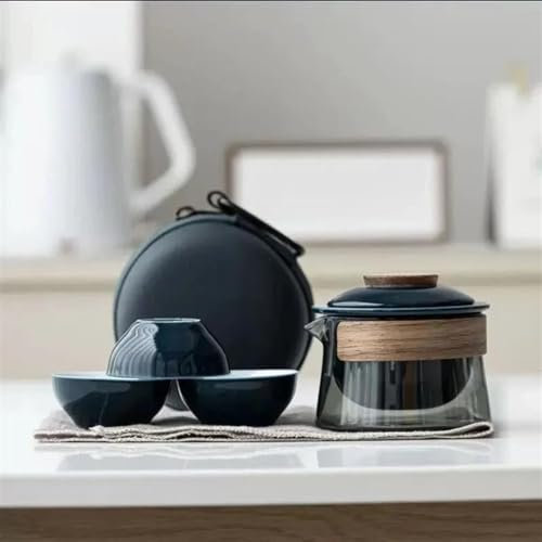 ATGQBCF Zen Teekanne Und Teetassen Set Set Für Die Von Tragbare Tasche Für Den Außenbereich Chinesisches Tee Set Mit 1 Schüssel Und 3 Tassen Teetassen-Set Teeservice Mit Teekanne(C)