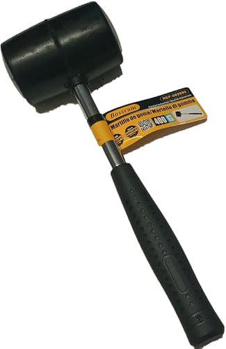 Martello di Gomma 400G, Nero, Manico Acciaio con Impugnatura Antiscivolo, Lunghezza 26 cm (400, Grammi)