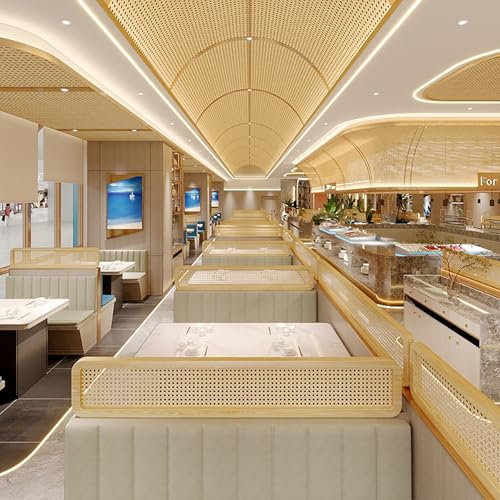 Trennwände aus massivem Rattan aus Holz for Essbereiche, Tischtrennwand mit Sichtschutz, niedrige Trennwand for Arbeitsplatten, for Arbeitsflächen, Büros, Restaurants, Tischtrennwände(Walnut wood,140*