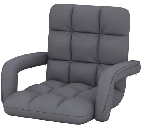 RELAX4LIFE 6-Level Adjustable Single Lazy Sofa Bed Chair Seat Lounger with Armrests, Folding Upholstered Floor Chair Recliner Sleeper Couch for TV Watching Gaming Reading