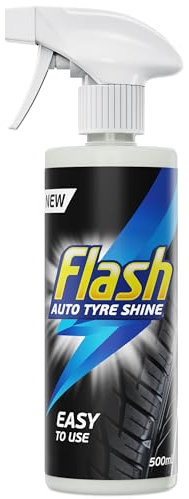 FLASH Car Care Automotive Tyre Shine 500ml, Easy To Use Tyre Dressing Spray, Quick and Effective Tyre Polish, Safe For All Tyres