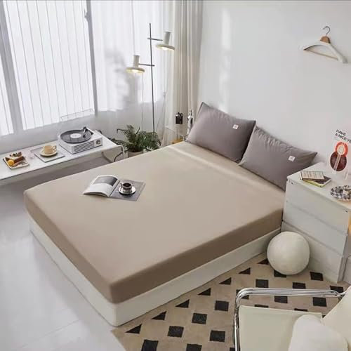 Epinki Betttuch 120x200cm Abwaschbar, Spannbettlaken Wasserbett Einfarbig Khaki Matratzenschutz, Polyester Tagesdecke Unterbett als Schutz für Boxspringbett & Topper