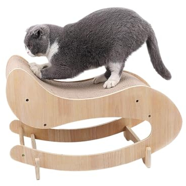 yztju Schaukelbett für Katzen, Kratzbett für Katzen – Liegestuhl mit Wippe aus Wellpapier für Haustiere drinnen für kleine Tiere Welpen Kaninchen