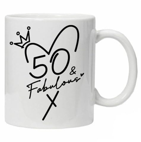 50th Birthday Gift Idea Mug 50 and Fabulous Present Boxed Tea Coffee Cup Ceramic