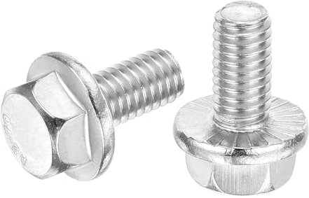 QUARKZMAN 10pz Bulloni Esagonali Flangiati Serrati M6 x 12mm, Bulloni Testa Esagonale Flangiata in Acciaio Inossidabile 304 per Uso Domestico, Utensili da Macchine e Progetti, Argento