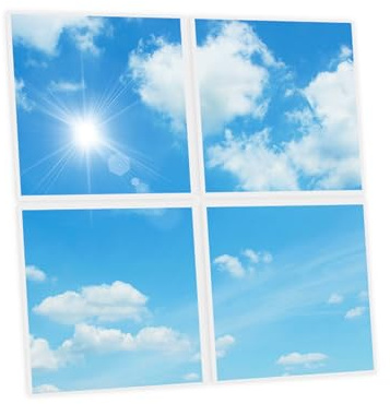 Générique Pack de 4 Dalles LED Imprimées 60x60 cm - Motif Ciel Lumineux - Lumière Blanc Neutre 4000K - Panneaux Lumineux Plafond Bureau Salon Cuisine - Faciles à Installer