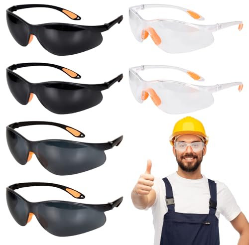 Lunaanda Gafas Trabajo,6 Piezas Gafas Trabajo Protección,Gafas De Seguridad Trabajo,Gafas De Seguridad Oscuras Paquete,Para El Trabajo, Construcción,Laboratorio, Soldadura