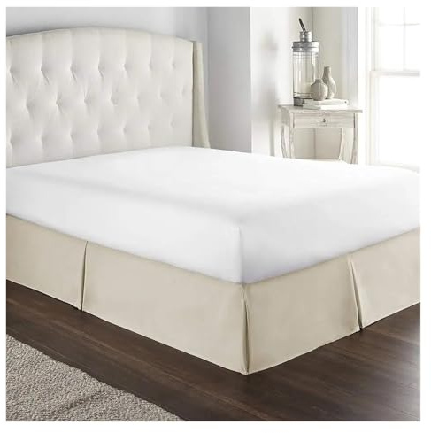 Cache-sommier plissé doux pour cadre de lit, tissu infroissable, beige, 80 x 190 x 35 cm, confortable et élégant