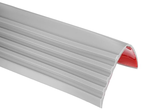 sourcing map 1Meter Stair Nosing, Vinyl Non-Slip Self-Adhesive Staircase Step Edge Protector Waterproof Stair Treads Trim for Outdoor Indoor Floors, (5cm x 5cm,Gray)