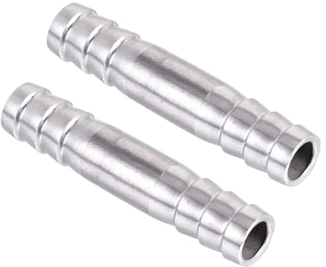 TA-VIGOR 2Pcs Barb Hose Fittings, 10mm x 50mm Straight Coupler Air Hose Connectors Splicer Stainless Steel Quick Adapter for Air Pipe, Fuel Line, Water Pipe