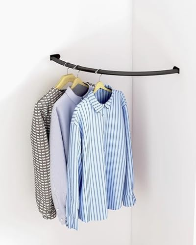 Elitix Kleiderstange Schrank Eck-Kleiderstangensystem zum Aufhängen von Kleidung, Eck-Kleiderhalter zum Aufhängen von Kleidung, Wohnzimmer-Kleiderständer mit 1 und 2 Etagen(Black,A)