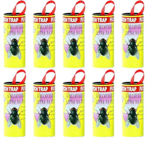 LQIOACU 10 Stück Fliegenfalle & Fliegenfänger, Fliegenfänger Klebestreifen, Fliegenfalle Klebefalle, Insektenfänger, Klebefallen Gegen Mücken & Insekten für Innen- und Außenbereich
