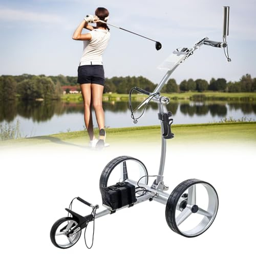 ZEEKYFOR Carrello da Golf Elettrico con Telecomando, Carrello da Golf Portatile Pieghevole, Carico Fino a 30 kg, Salita a 30°, Doppio Motore da 400W