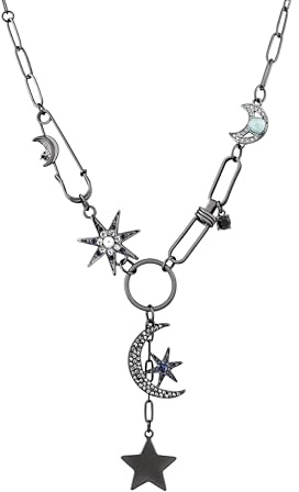 Hanary Lange Gothic-Punk-Halskette, Gothic-/Emo-Grunge-Halskette, Halloween-Weihnachtsschmuck, Geschenk für Frauen