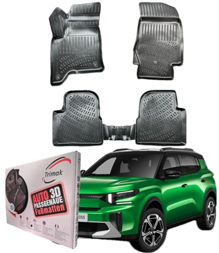 TRIMAK 3D Fussmatten für Citroen C3 Aircross Hybrid ab 2024 | Gummimatten aus TPE Gummi, Passgenau, Wasserdicht, Hoher Rand, Rutschfest, Leicht zu Reinigen