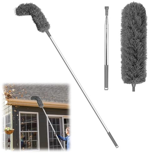 Dachrinnenreiniger Dachrinnenbürste, 250cm Dachrinnenreiniger mit Teleskopstiel, Dachrinnen Regenrinnen Reiniger Werkzeug, Keine Demontage Erforderlich,für Blätter Fenster Fallrohre Dachreinigung (A)