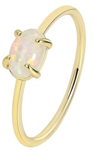 Wycian Promise Ring mit Gravur Trauringe Opal 9K Gold Au375 Einfach Zierlich Größe 52 (16.6) Klassisch für Frau Verlobung Personalisiert
