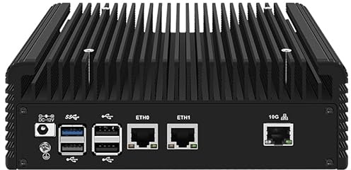 UDPTCP Fanless Mini PC,12th Gen Alder Lake N305 (Up to 3.8GHz) 32GB DDR5 RAM 1TB M.2 NVMe SSD,Firewall Hardware AQC113C-B1-C 10GbE RJ45, 2x2.5GbE LAN OPNsense Appliance,AES-NI, 2HD, TF/WiFi 6,2SATA