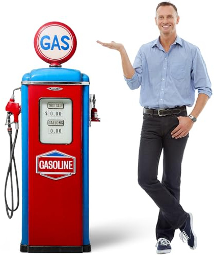 Fiwochic 5.3 ft Gas Pump Cardboard Stand-up Cutout Life-Size Race Car Theme Party Decoration Gas Station Backdrop Photo Props Stand up Cardboard for Party Supply