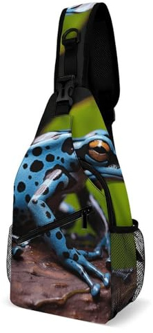 LOKLNEYK Lässige Brusttasche Dart Frog Blue Crossbody Sling Rucksack Tagesrucksack für Outdoor Wandern Reisen