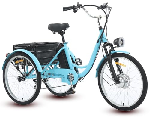 EaThsalL 3 Rad Elektrodreirad FüR Senioren Zoll Klappbar Dreirad Lastenfahrrad für Erwachsene Tragfähigkeit 200kg Geeignet für eine Körpergröße von 160-185 cm Blue
