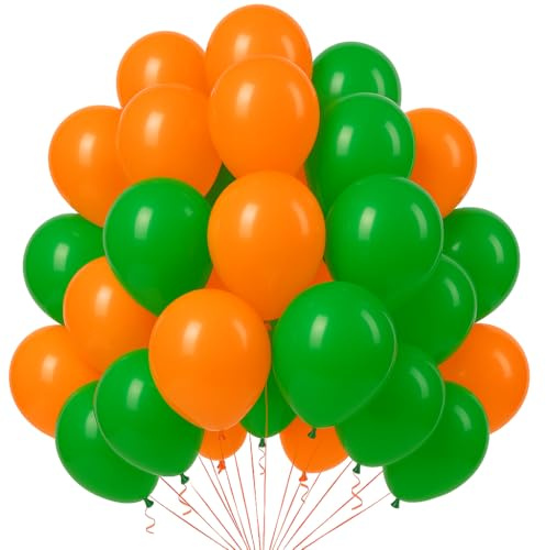 Green Orange Latex 10 Inch Balloons 15 Pack Vibrant Citrus Party Decorations for Birthdays Tropical Theme Events Weddings Special Celebrations UK