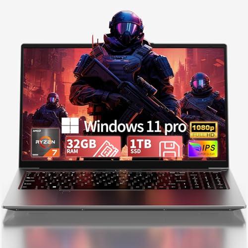 SAGAWHALE 2026 15.6 FHD Gaming Laptop: AMD Ryzen 7 6800H 45W TDP, 32GB RAM, 1TB NVMe SSD, Win 11 Pro, Keyboard, 6 Ports, Lightweight 3.5lb for Gaming, Students, Programming, Video Editing