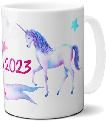 Schulkind Tasse 2025 magisches Einhorn zur Einschulung - Personalisierte Keramiktasse mit Wunschname in Geschenkverpackung für 1. Klasse