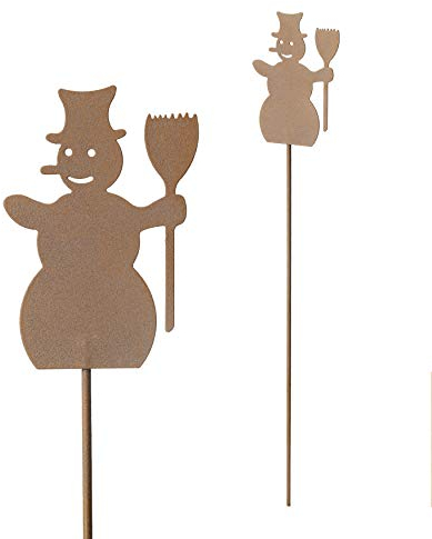 Gerry Schneemann Weihnachten Rost Deko Stecker Gartendeko Stab Edelrost Beetstecker 40cm