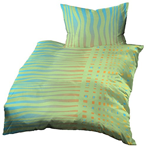 Gerald Wittmann Bettwäsche 140x200 cm + 70x90 cm, Mikrofaser, Zebra-Streifen Grün Türkis Orange