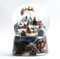 Schneekugel 'Weihnachtsdorf' mit Zug und Weihnachtsmann – Zugfahrt durch den Tunnel, drehender Weihnachtsmann und Weihnachtsmelodie, Premium-Qualität in Handwerkskunst.